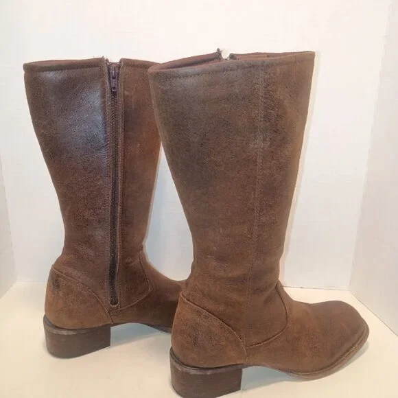 DURANGO "Charlotte" Women's Sz 9US/41EU Brown Aged Leather Inside Zip Tall Boots - Picture 7 of 12